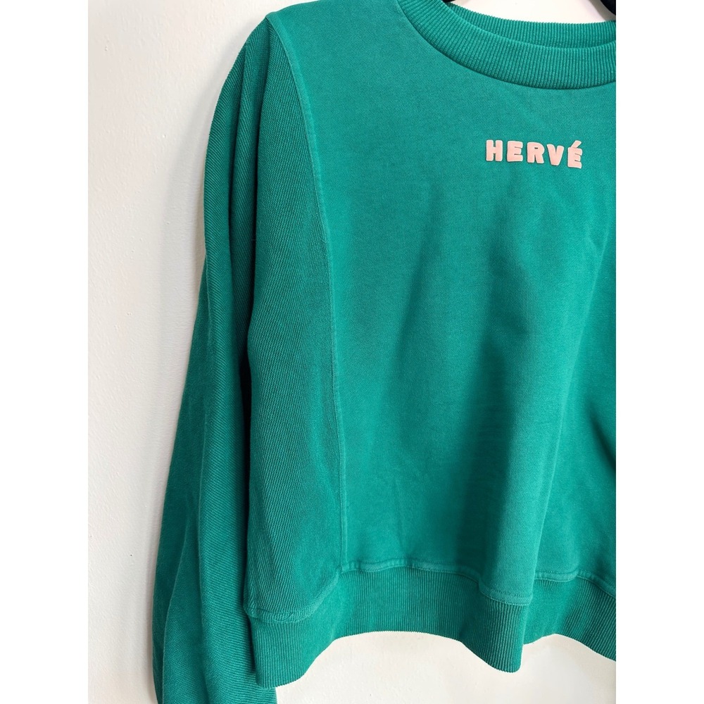 HERVE BY HERVE LEGER Dolman Green Sweatshirt Pullover Women's Size M - Picture 8 of 10